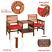 3 Pieces Outdoor Patio Table Chairs Set Acacia Wood Loveseat