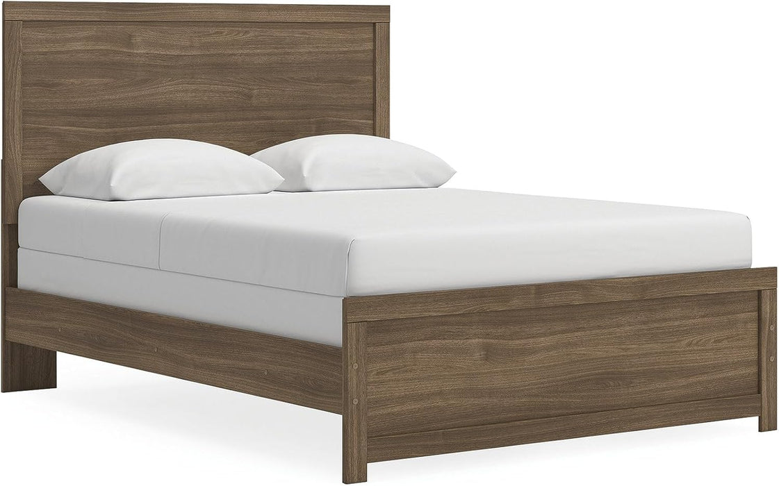 Signature Design by Ashley Jonnifer Queen Panel Bedframe, Bed Frame with Headboard, Engineered Wood and Decorative Laminate, Casual Bedroom Bedframes, Warm Auburn Finish