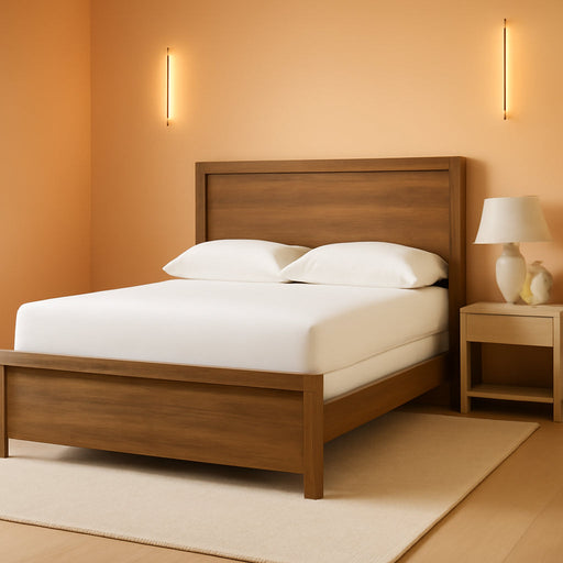 Signature Design by Ashley Jonnifer Queen Panel Bedframe, Bed Frame with Headboard, Engineered Wood and Decorative Laminate, Casual Bedroom Bedframes, Warm Auburn Finish