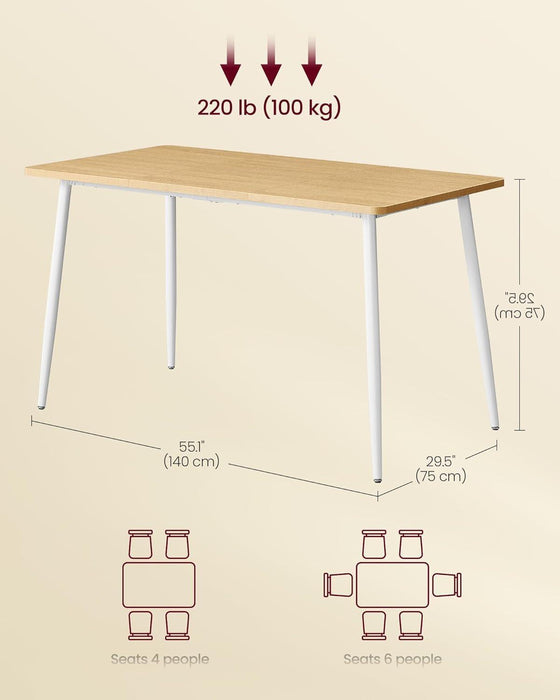 Dining Table, Dining Room Table for 4-6 People, Modern Farmhouse, for Kitchen, Quick Assembly, Heat-Resistant Surface, 29.5 X 55.1 X 29.5 Inches, Golden Oak and Cloud White UKDT100N01V2