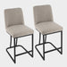 Counter Height Bar Stools Set of 2, 24 Inch Seat Height Bar Chairs for Kitchen Island, Linen Fabric Upholstered Barstools with Metal Feet for Dining Room, Sand Color