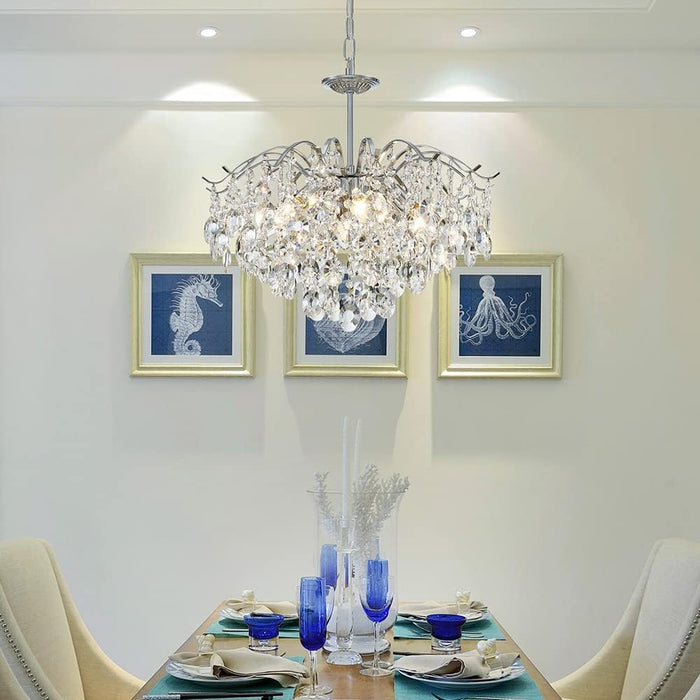 Modern K9 Crystal Chandelier Chrome Finish DiningRoom