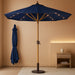 Best Choice Products 9Ft Deep Square Solar Powered LED Lighted Patio Umbrella W/Woodgrain Pattern, Uv-Resistant Fabric, Hand Crank - Navy Blue