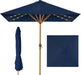 Best Choice Products 9Ft Deep Square Solar Powered LED Lighted Patio Umbrella W/Woodgrain Pattern, Uv-Resistant Fabric, Hand Crank - Navy Blue