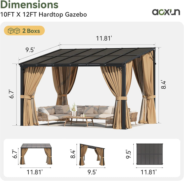 10x12 Chestnut Gazebo Mosquito Netting Outdoor Backyard
