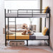 Black Bunk Bed Twin over Twin, Metal Bunk Bed with Built-In Ladder and Safety Guardrail, Space-Saving Twin Bunk Beds for Kids, Teens & Adults, No Box Spring