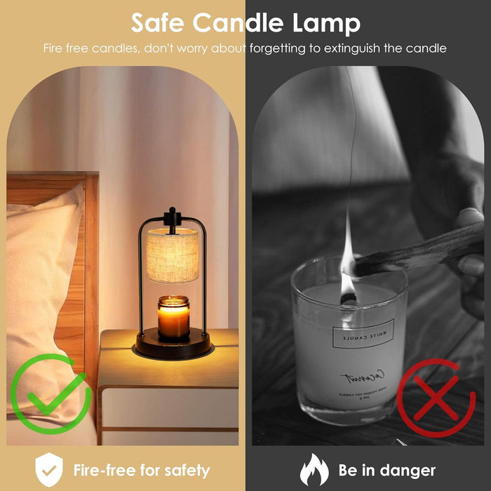 Candle Warmer Lamp Electric with Timer: Wax Melts Warmer - Dimmable Candle Wax Warmer Electric Candle Warmer with Replacement Bulbs, Bedroom Home Decor Compatible with Various Candles-Linen