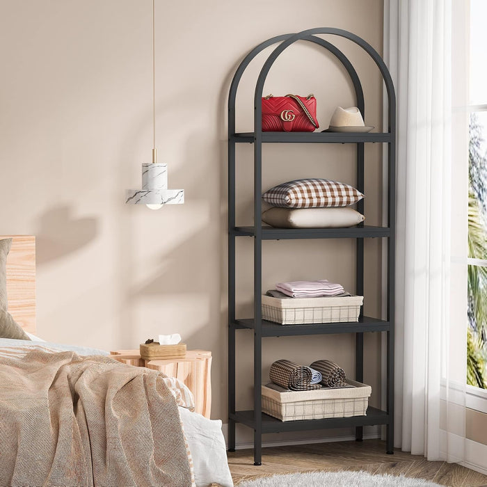 4-Tier Open Bookshelf, 70.8" Wood Bookcase Storage Shelves with Metal Frame, Freestanding Display Rack Tall Shelving Unit for Office, Bedroom, Living Room, Easy Assembly (Black, 1PC)