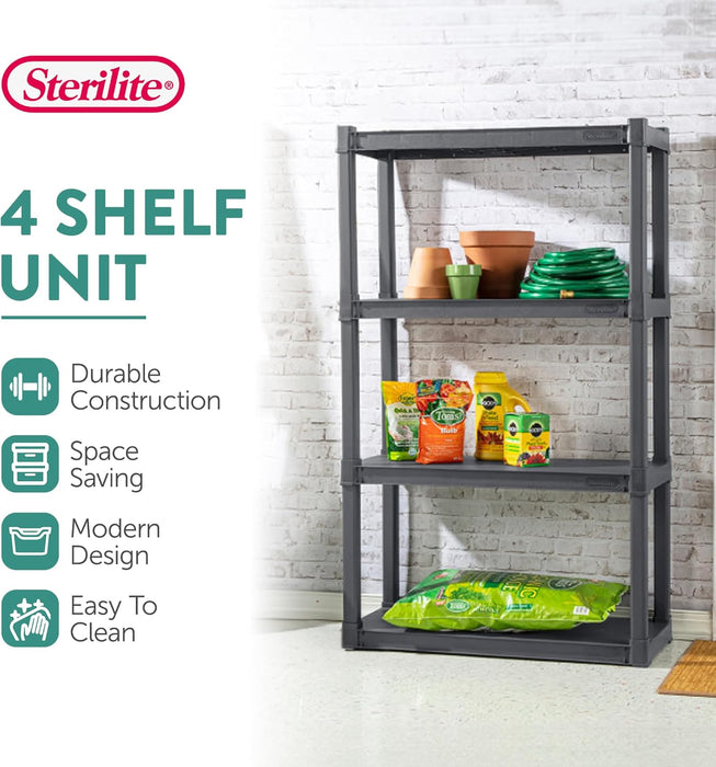 Gray Four Shelf Polypropylene Storage Cabinet Bundle