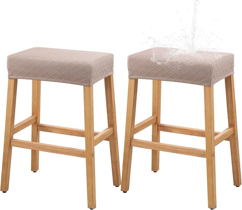 Stool Covers Rectangle - 2 Pack Stretch Waterproof Saddle Seat Cover Counter Bar Stools Bar Chairs Covers Kitchen Island Chairs Cushion Protector