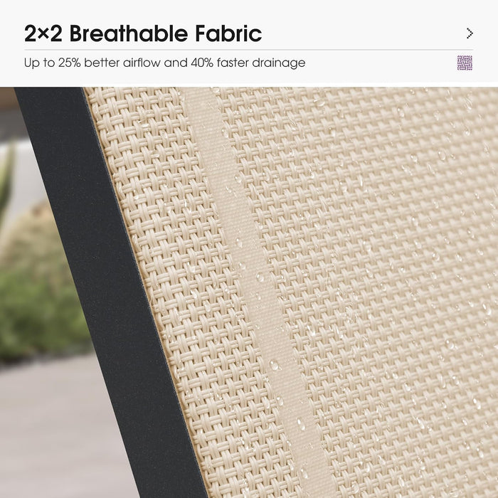 Lounge Chair Outdoor Set of 2 W/Armrest for Poolside, Khaki