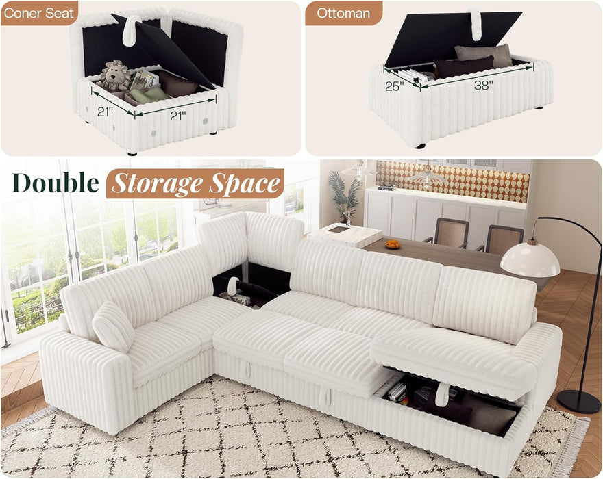 OneHundredThirtyInch Sleeper Sofa With White Faux Fur