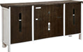 Havalance Farmhouse TV Stand Fits Tvs up to 72", 4 Cabinets and Shelves for Storage, Vintage White & Weathered Gray