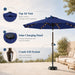 11FT Solar Patio Umbrella with Lights, Outdoor Table Market Umbrella with 32 LED Lights, 8 Sturdy Ribs, Smooth Crank Lift for Pool, Deck and Garden, Uv-Resistant