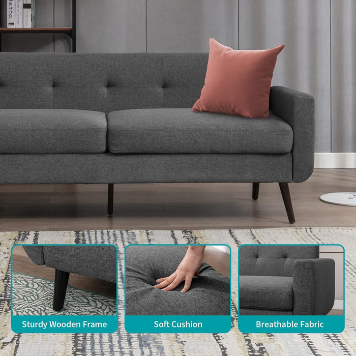 Oversized Modern Sofa: Button-Tufted, Easy Assembly