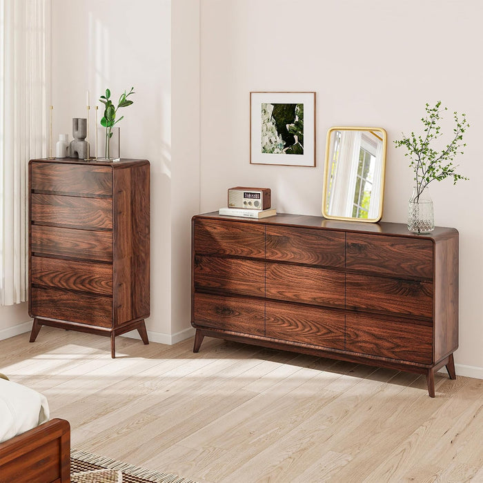 9 Drawer Mid Century Modern Dresser for Bedroom Chest of Drawers for Closet