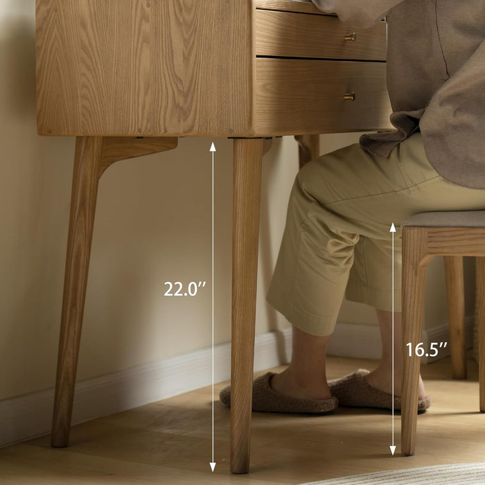 Small Vanity Desk, Solid Wood Dressing Table with Drawer Divider, Study Desk and Vanity Desk for Bedroom, 31" D X 18" W X 32" H