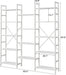 Triple 5 Tier Bookshelf, Bookcase with 14 Open Display Shelves, Wide Book Shelf Book Case for Home & Office, White
