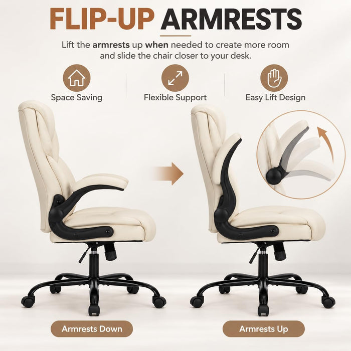 Executive Office Chair with Lumbar Support, High Back, up to 275 Lbs, White