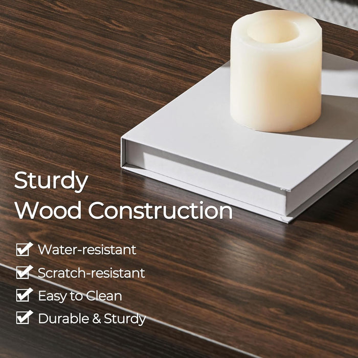 Lift Top Coffee Table with Hidden Compartment and Storage Shelf, Rising Tabletop Dining Table for Living Room Reception Room, 47.5In L, Espresso