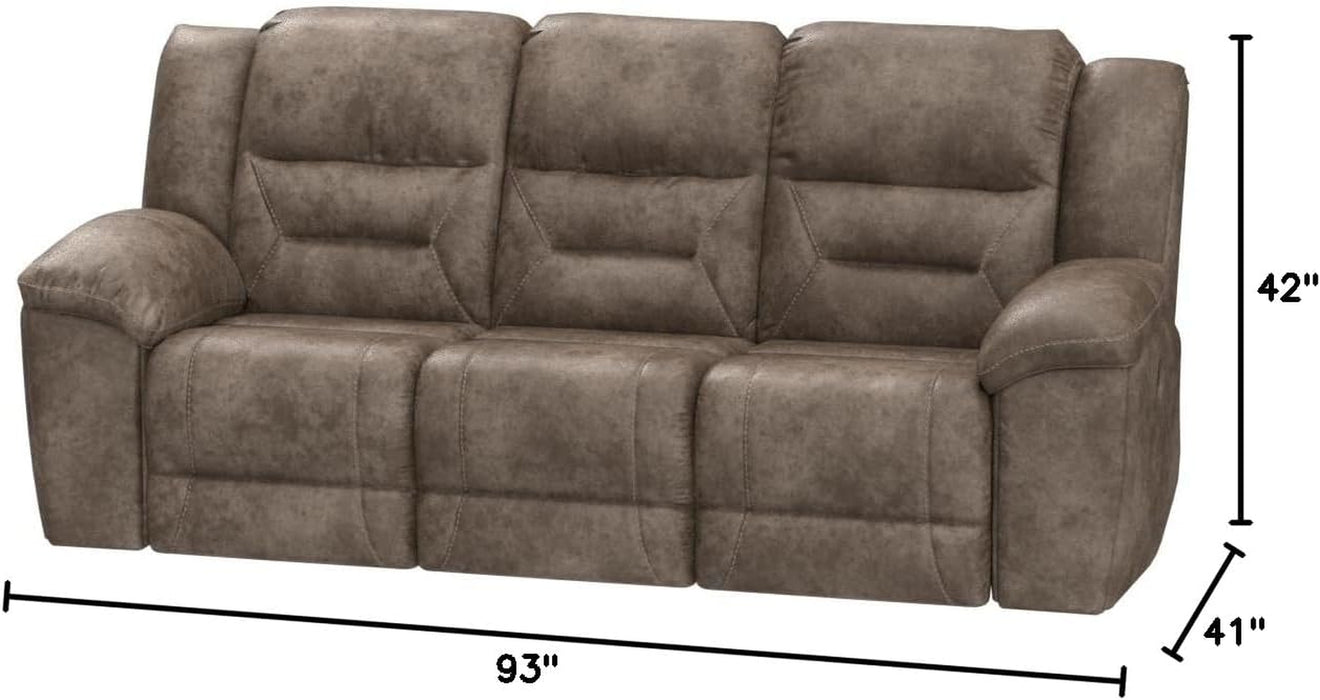 Stoneland Reclining Sofa, Dual-Sided Manual Recliner Couch with Faux Leather Upholstery, Wall Hugger Comfort for Living Room Seating, 90 Inches Wide, Brown