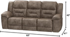 Stoneland Reclining Sofa, Dual-Sided Manual Recliner Couch with Faux Leather Upholstery, Wall Hugger Comfort for Living Room Seating, 90 Inches Wide, Brown