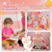 Teepee Tent for Kids with Padded Mat, Lights, and Carry Bag, Washable Playhouse for Indoor Use, Ideal Play Tent for Girls and Boys, Stripe Pink