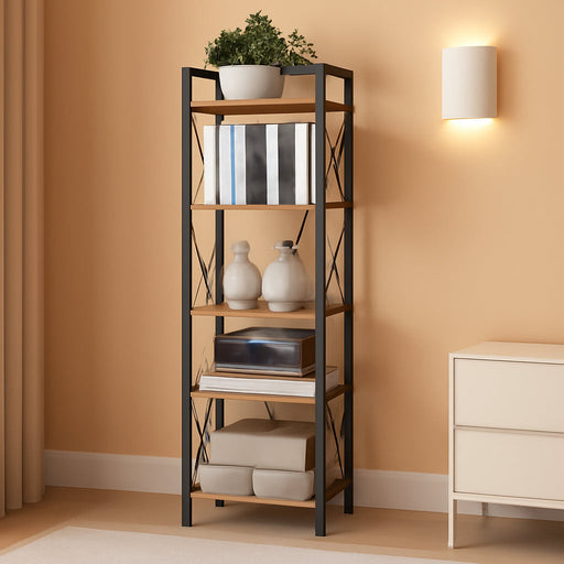 Rustic Brown IndustrialGrade Narrow Six Tier Bookcase