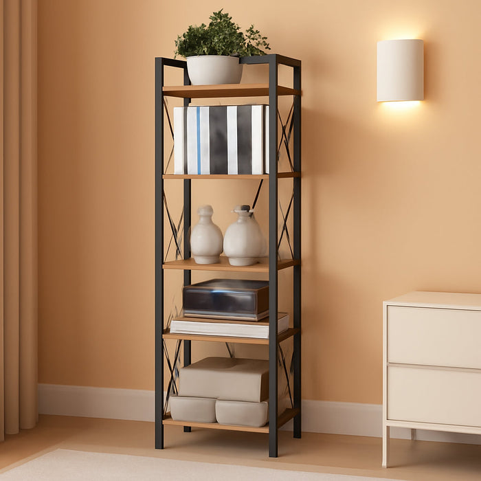 Rustic Brown IndustrialGrade Narrow Six Tier Bookcase