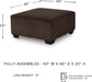 Firescrest Transitional Upholstered Oversized Accent Ottoman with Textured Stripe Pattern, Dark Brown