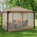 12 X 10 Feet Outdoor Double Top Patio Gazebo with Netting