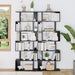 S Shaped Bookshelf, Modern Geometric Bookcase, 6-Tier Black Display Case Book Shelf
