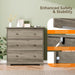 3 Drawer Dresser with Charging Station, Small Dresser Grey Chest of Drawers, 31.5" W Gray Wood Dressers for Bedroom, Living Room, Hallway, Home Office, 15.75" D X 31.5" W X 31.5" H