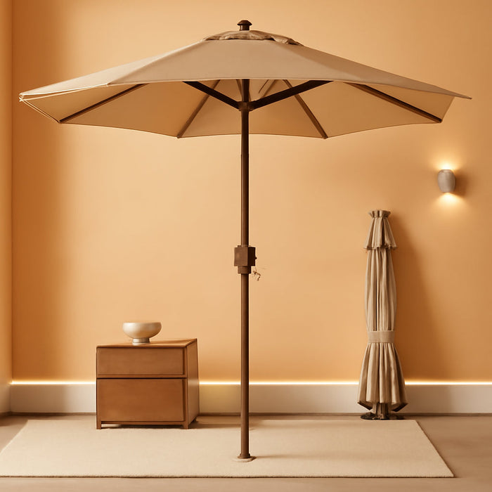 7.5Ft Patio Umbrella, Outdoor Table Market Umbrella with Smooth Crank Lift, 6 Windproof Fiberglass Ribs, UPF50+ UV Protection for Deck, Pool, Garden and Backyard