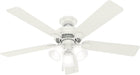 52 Inch Indoor Ceiling Fan with LED Lights - White Ceiling Fan with Pull Chain, for Bedroom, Living Room, or Kitchen, Standard Mount, No Remote, 5 Blades - Swanson 50895, Fresh White