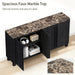 65" Sideboard Buffet Cabinet with Storage, Faux Marble Top Credenza with Adjustable Shelves, Curved Accent Cabinet with round Legs for Living Room, Entryway, Coffee Bar, Black Grey