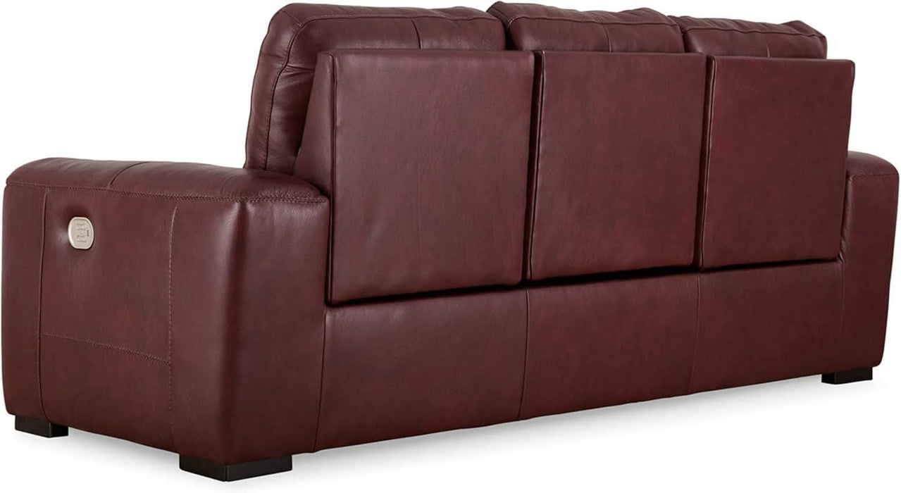 Alessandro Contemporary Leather Power Reclining Sofa with Adjustable Headrest, Red