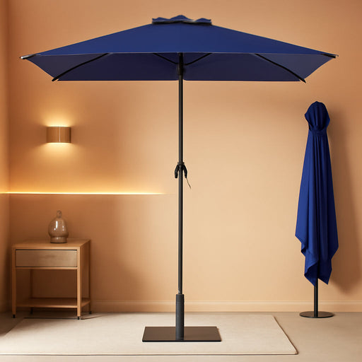 8'X10' 2 Tiers Rectangular Patio Umbrella - Outdoor Umbrella Waterproof UV Protection, Market Table Umbrella W/Crank for Pool, Backyard, Deck(Navy)