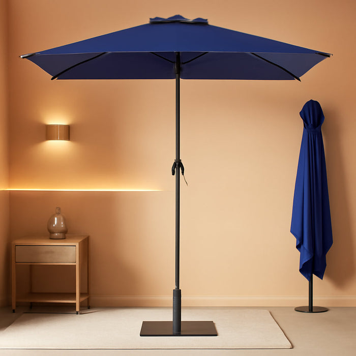 8'X10' 2 Tiers Rectangular Patio Umbrella - Outdoor Umbrella Waterproof UV Protection, Market Table Umbrella W/Crank for Pool, Backyard, Deck(Navy)
