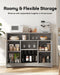 47.2" Bar Cabinets with Storage, Modern Buffet Cabinet, Large Sideboard with 2 Fluted Panel Doors, Coffee Bar Cabinet with Adjustable Shelf and Glass Rack for Kitchen, Living Room, Grey