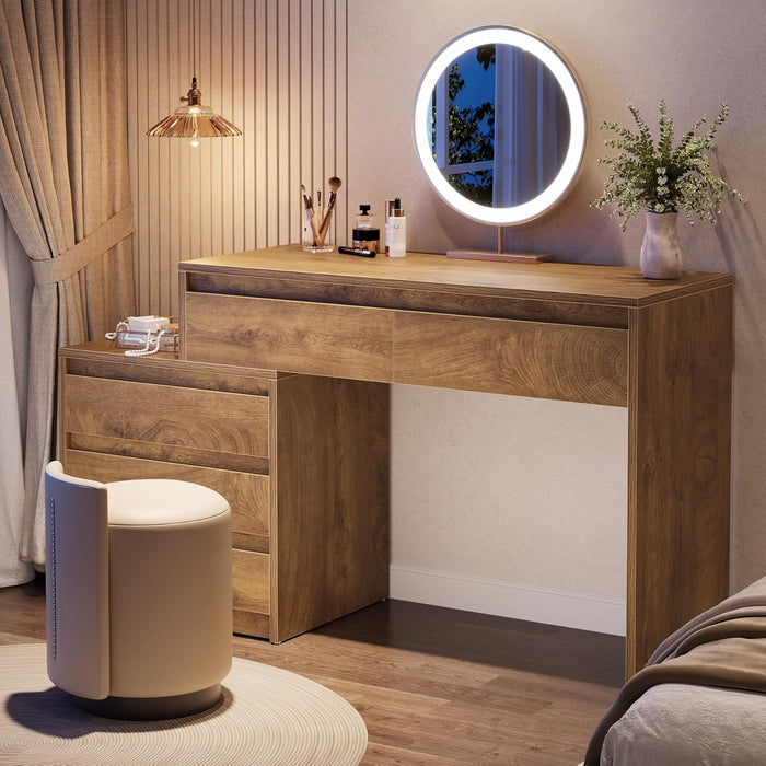 63" Vanity Desk with 5 Drawers for Bedroom, Makeup Table with Removable 3-Drawer Chest Cabinet & Storage, Modern Large Dressing Table for Women Girl, Make up Desk for Bedroom