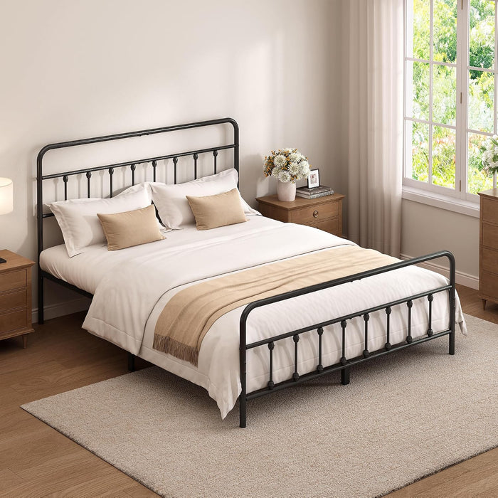 King Size Metal Bed Frame with Headboard and Footboard,Black
