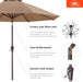 OLEFIN® 5-Year No Fading 9FT Outdoor Patio Umbrella(Brown Stripe)