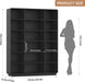 72" Triple Wide Bookshelf, 6-Tier Tall Bookcase, Black Book Shelf
