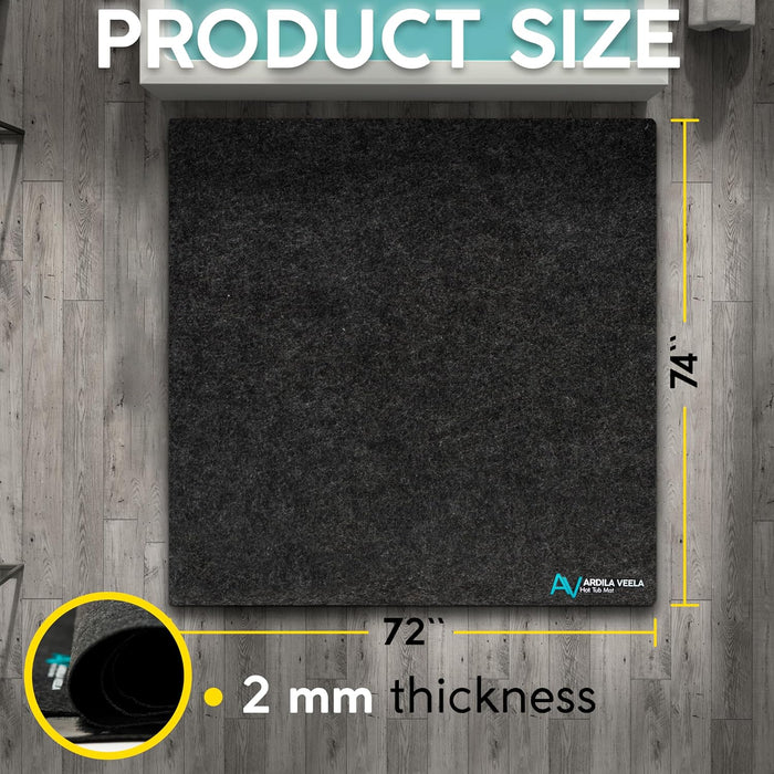 Hot Tub Mat 74"X72", Above-Ground Pool Protector Mat, Water Absorbent Mat, Hot Tub Flooring Protector, Anti-Slip and Waterproof Backing, Hot Tub Accessories