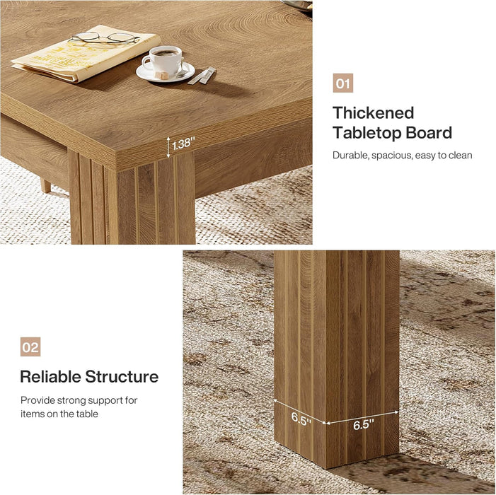 Dining Table for 6-8 People, 78.7-Inch Farmhouse Rectangular Kitchen Table with Heavy Duty Legs, Large Long Dining Room Furniture for Kitchen, Living Room, Rustic Brown