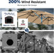 15FT Double Sided Patio Umbrella with 12 Solar LED Light Bars & Base Included, Extra Large Rectangle Outdoor Market Umbrella for 8-12 People Dining Table, Pool, Deck, Backyard (Beige)