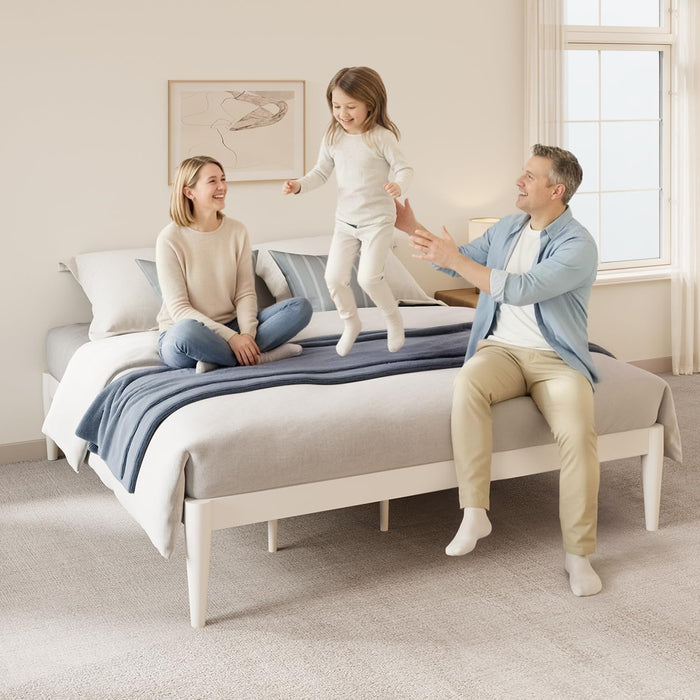 Twin Platform Bed Frame - 16" Wood Mattress Foundation Base, White