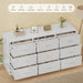 Dresser for Bedroom with 9 Drawers, 14.2"D X 59.1"W X 29.5"H, White