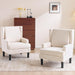 Beige Wingback Accent Chair High Backrest Upholstered
